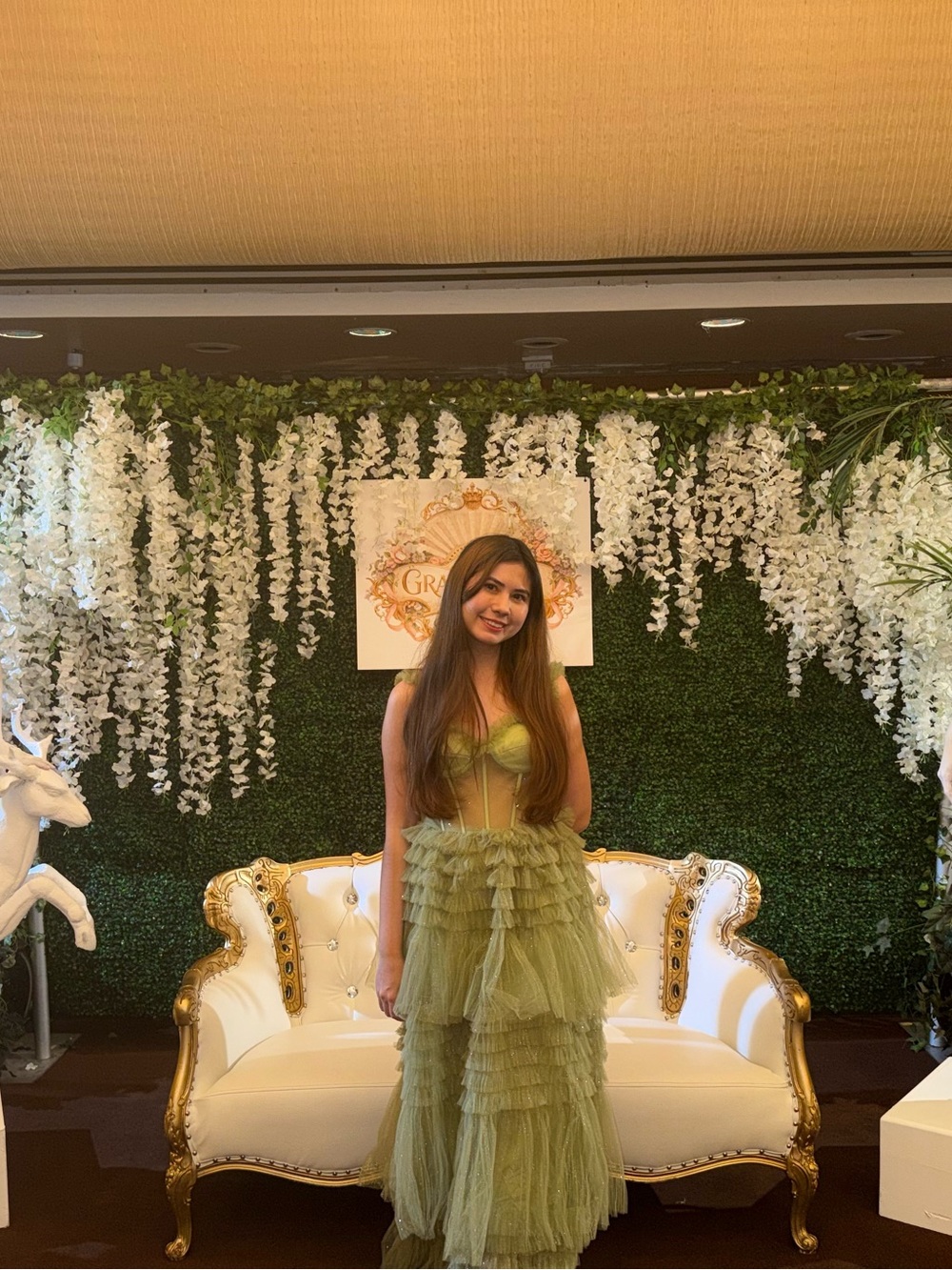 Size small- Cider Green Tiered Ruffle Tulle dress